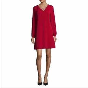 Worthington Red Long Sleeve Vneck Mid length dress Size Medium